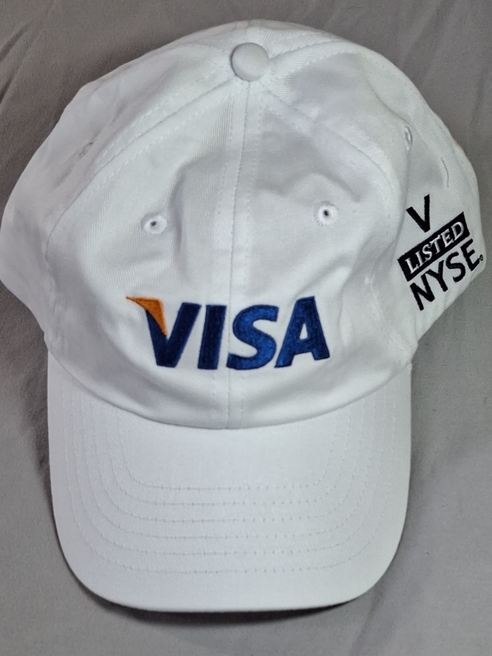 Vintage VISA V Listed White Baseball Cap - Embroidered Logo